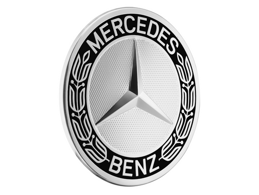 Genuine Mercedes-Benz Wheel Trim Cover - Hub Cap Star With Laurel Wreath, Classic Design - Black